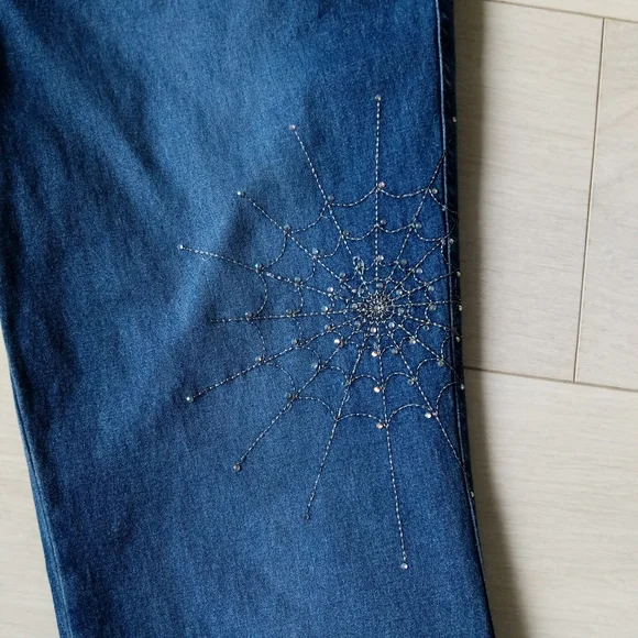 Y2K Rhinestone Spider Web Jeans - Picture 13 of 16